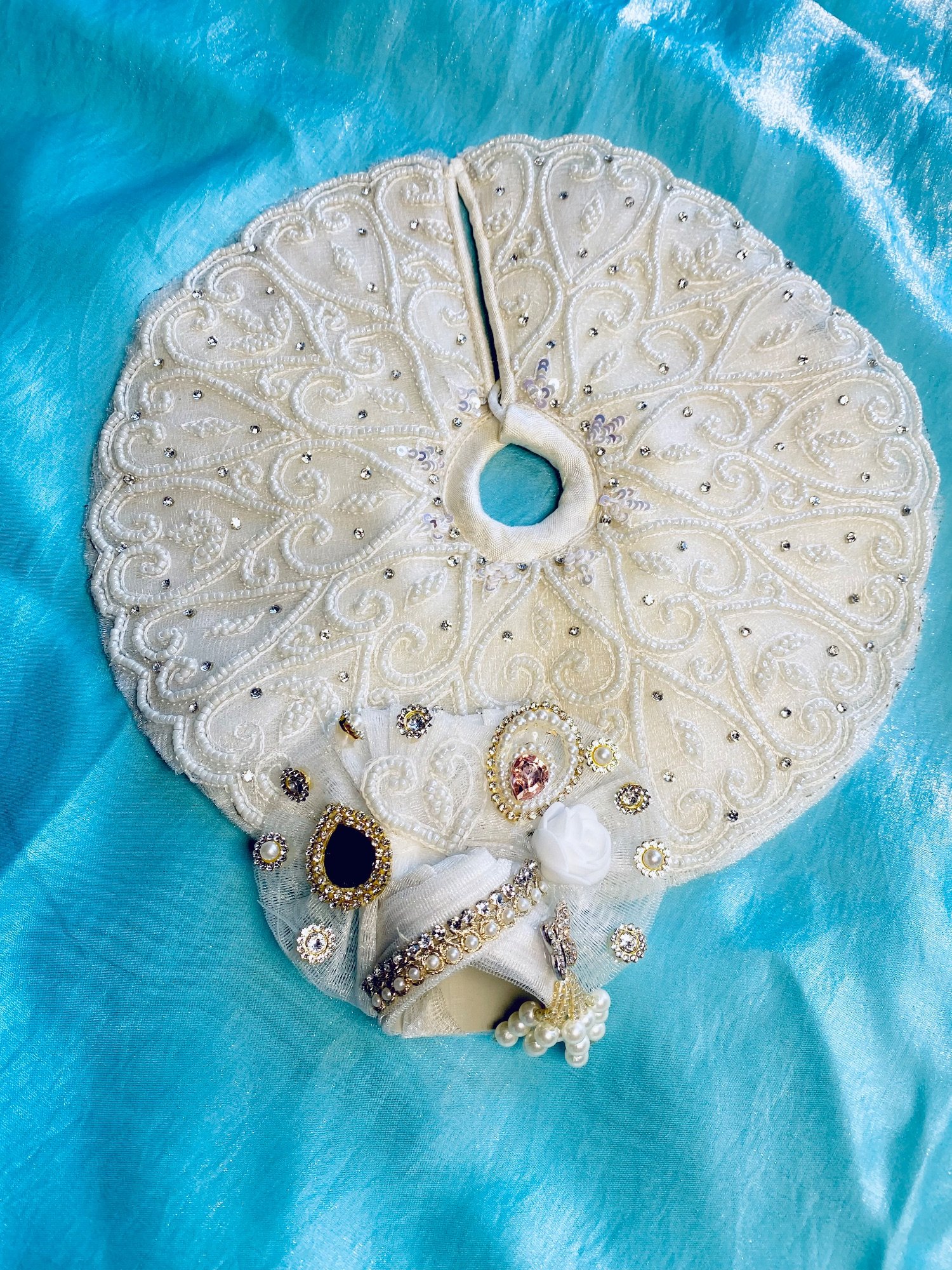 White pearl work dress image 3