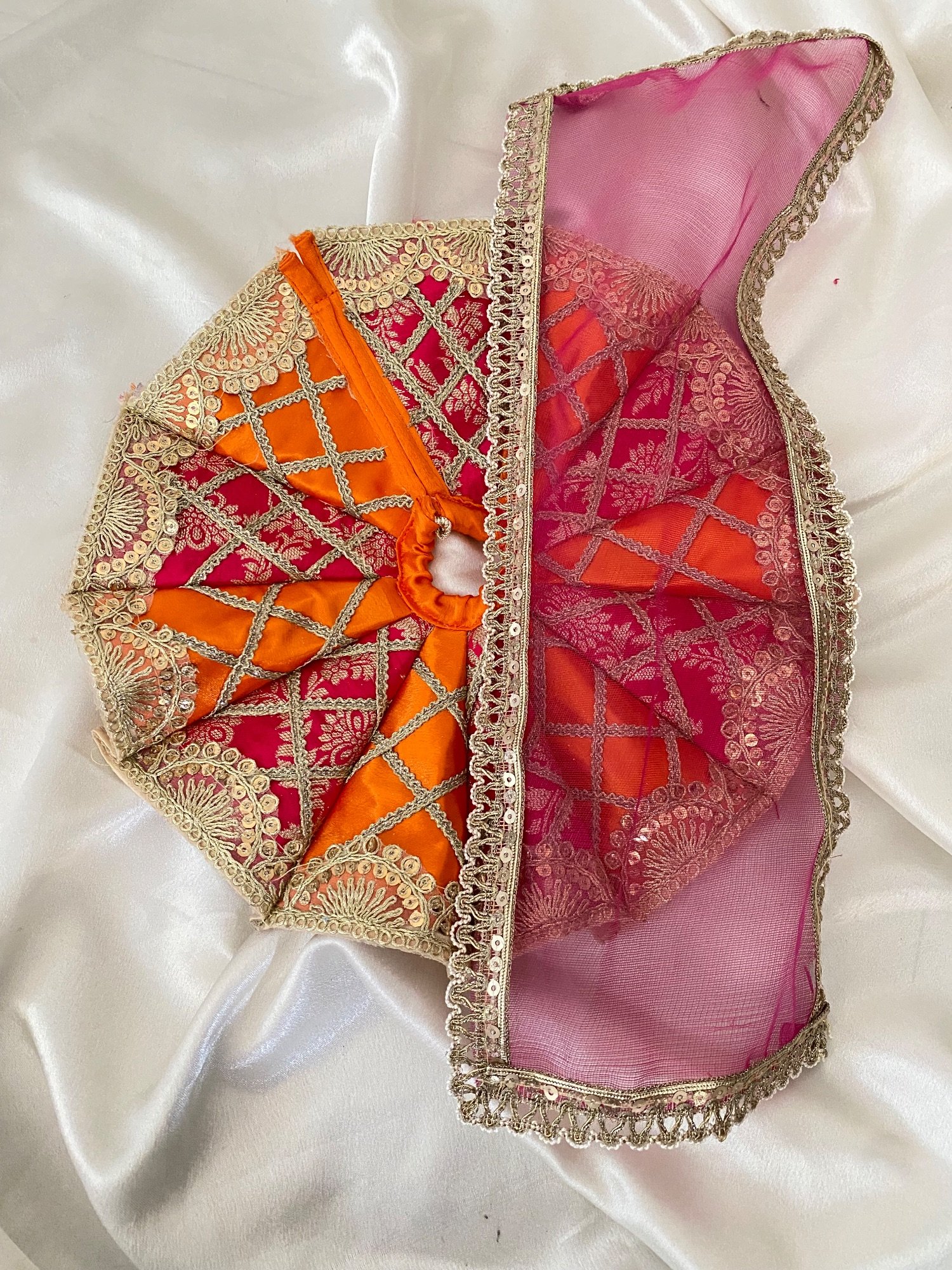 Orange Rani Pink Designer Poshak for radha rani image 5