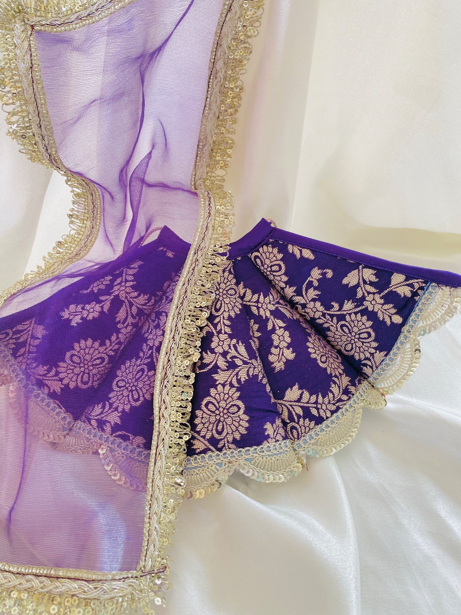 Royal Purple Golden Floral Mata Rani Poshak image 5