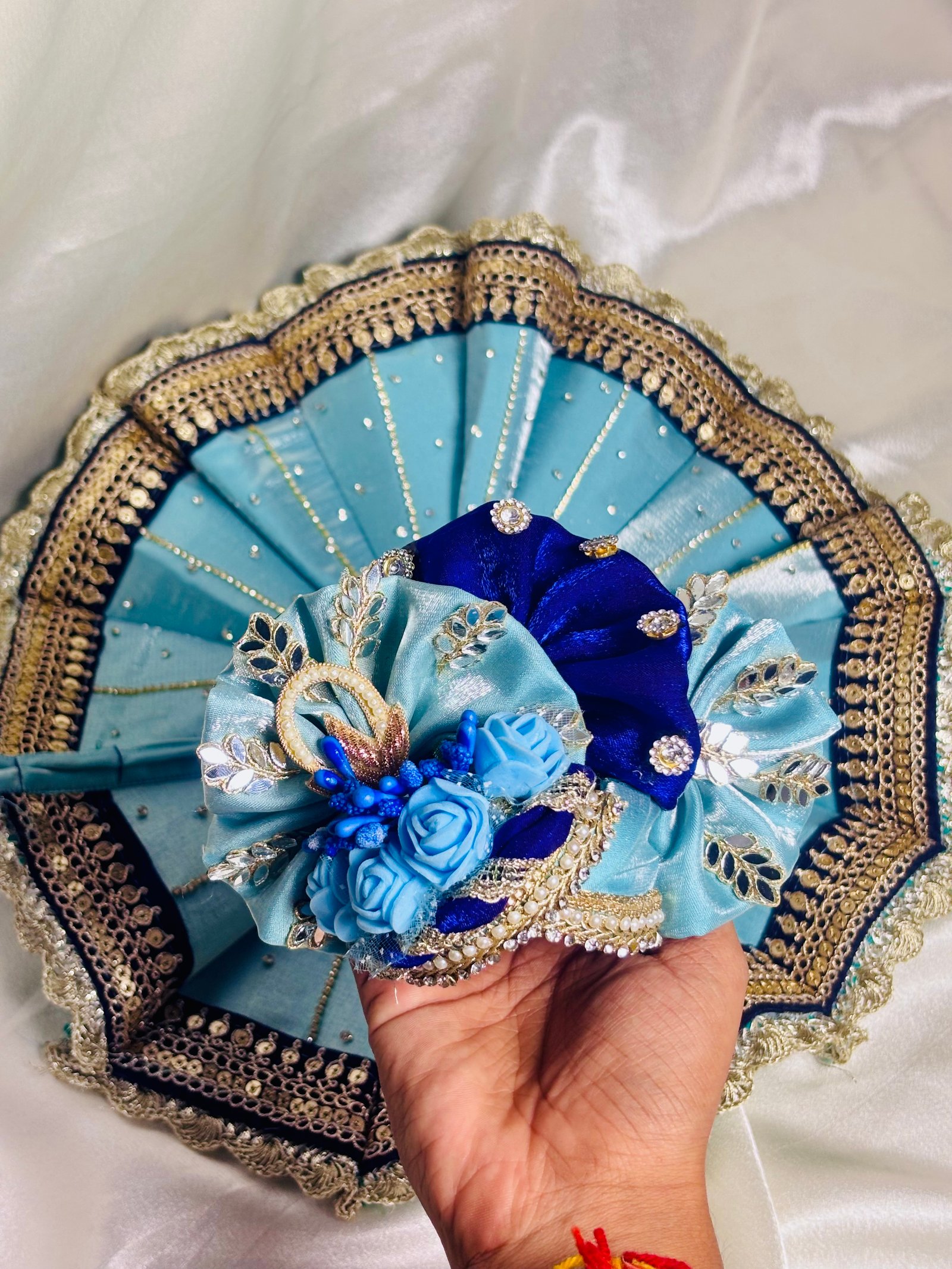 Sky Blue & Royal Blue Designer Kali poshak image 3