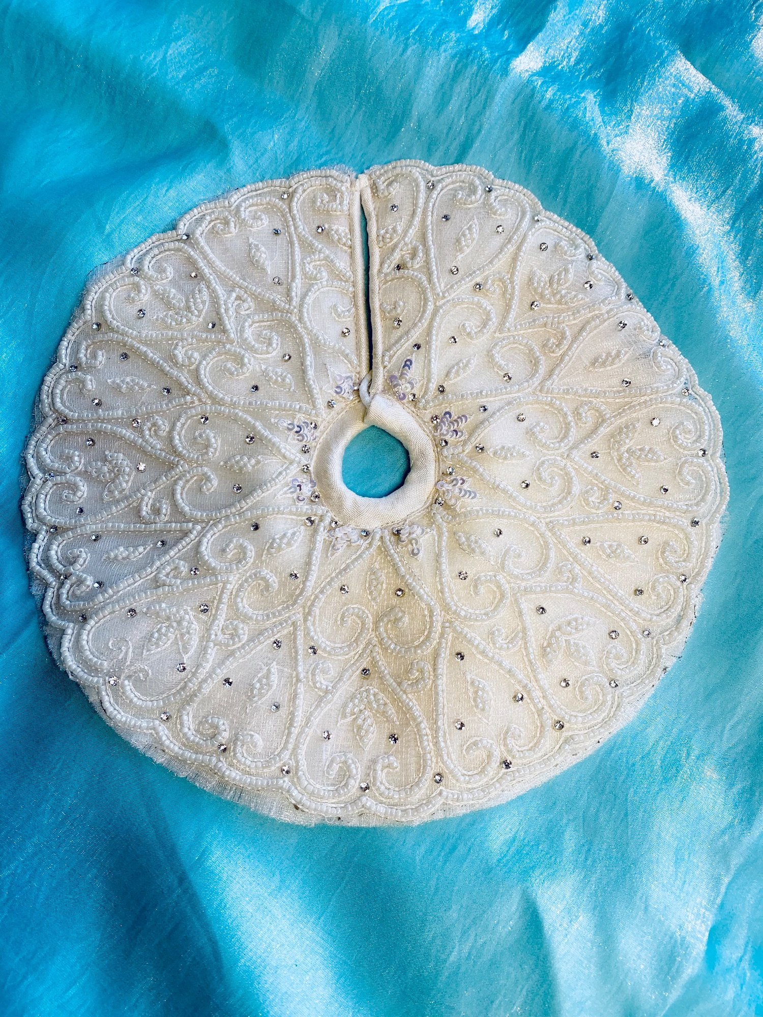 White pearl work dress image 4