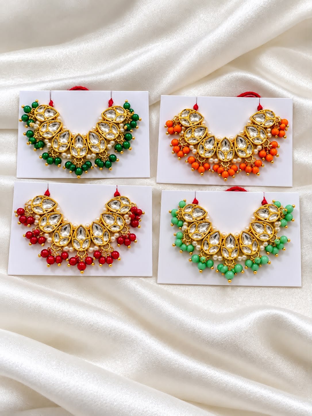 Multicolore kundan beads jewellery