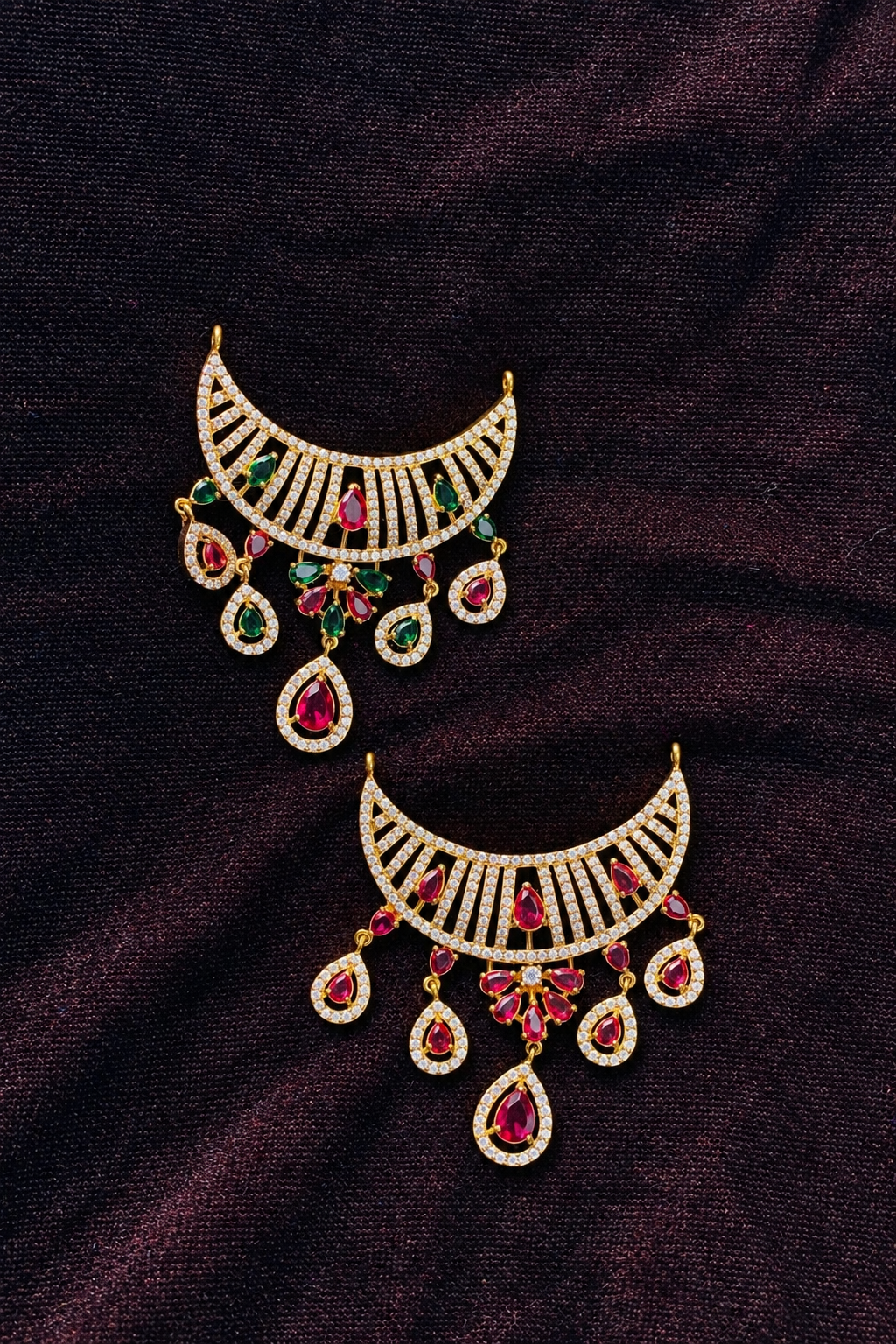 Red & Green AD Designer Necklace Set