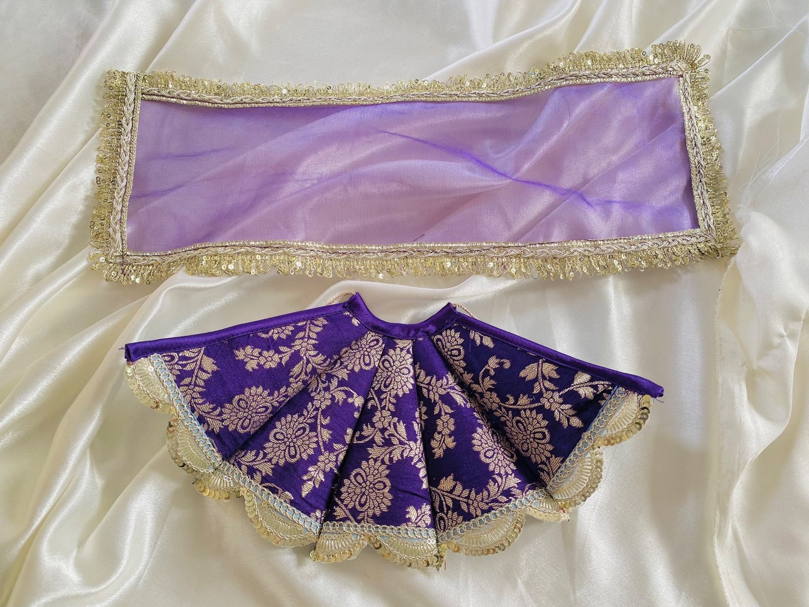 Royal Purple Golden Floral Mata Rani Poshak