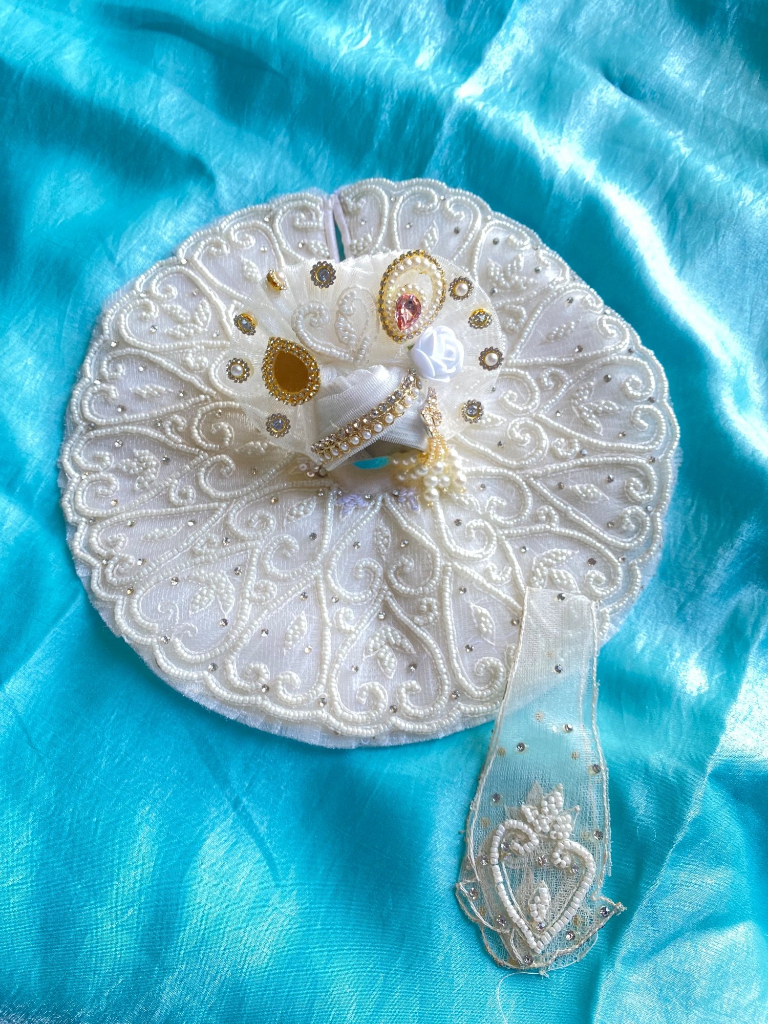 White pearl work dress